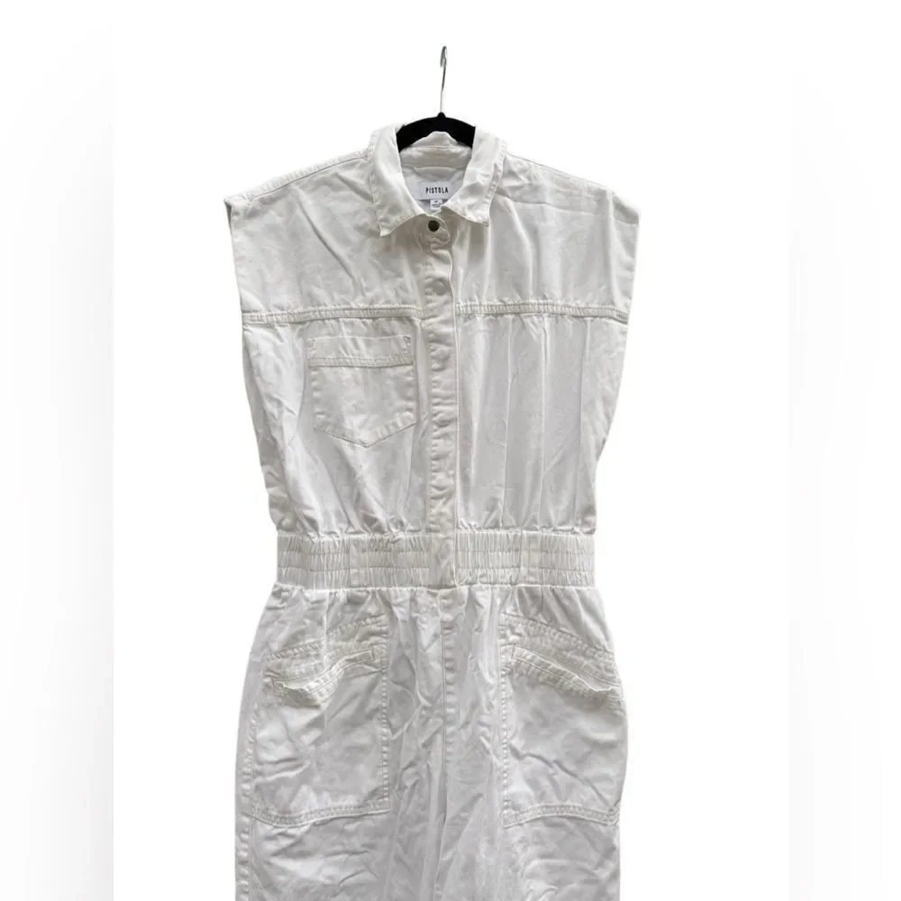 PISTOLA x Revolve Women's Rosie Cotton Jumpsuit in Porcelain White Size Medium - Picture 8 of 12